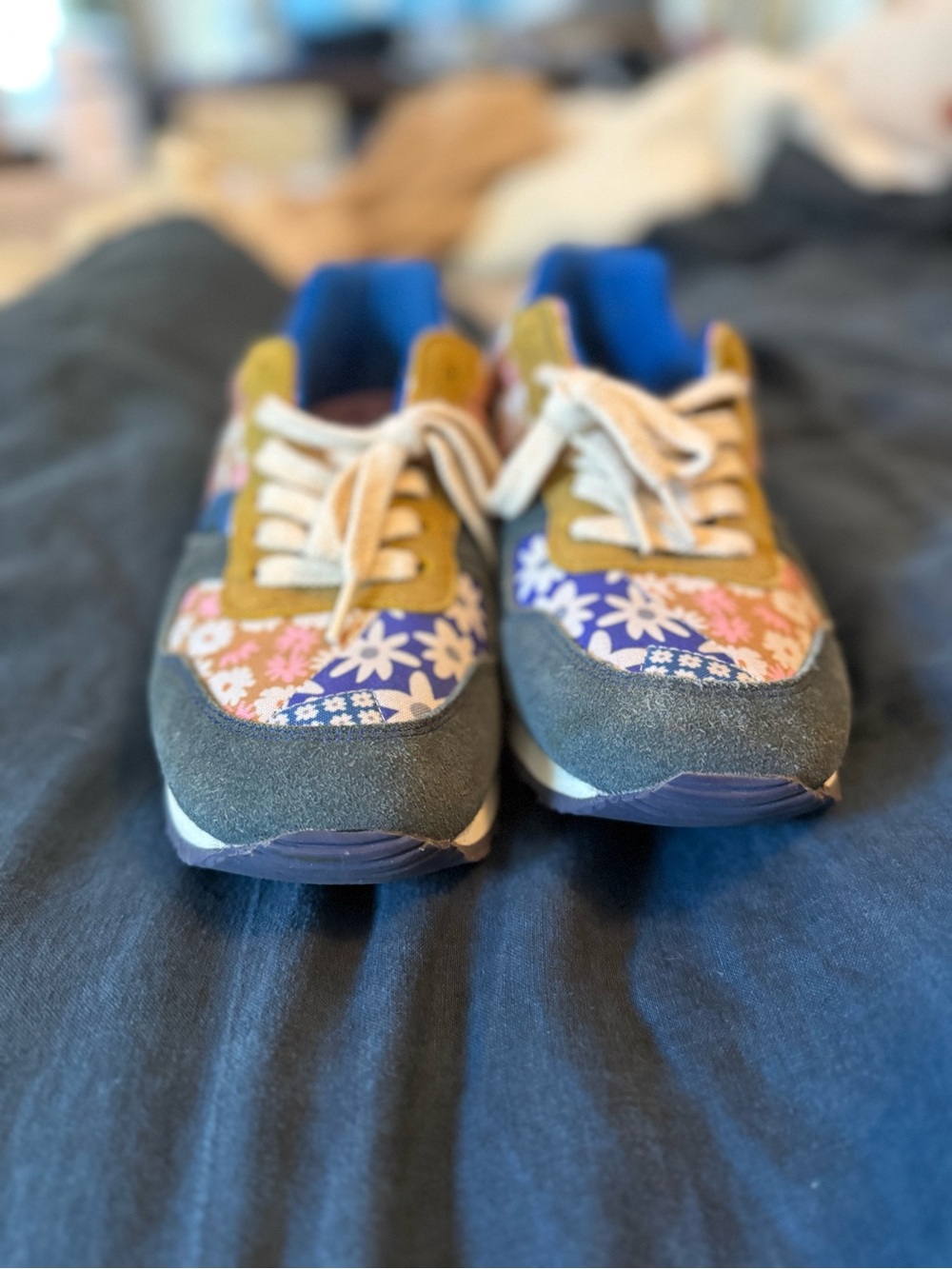 inkkas Floral Patchwork Sneakers in Blue, Pink, Gray, Mustard - Picture 4 of 7